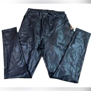 Mironova Anastasia IRNBY Faux Black Leather Leggings Size L 46/170  Zip Closure